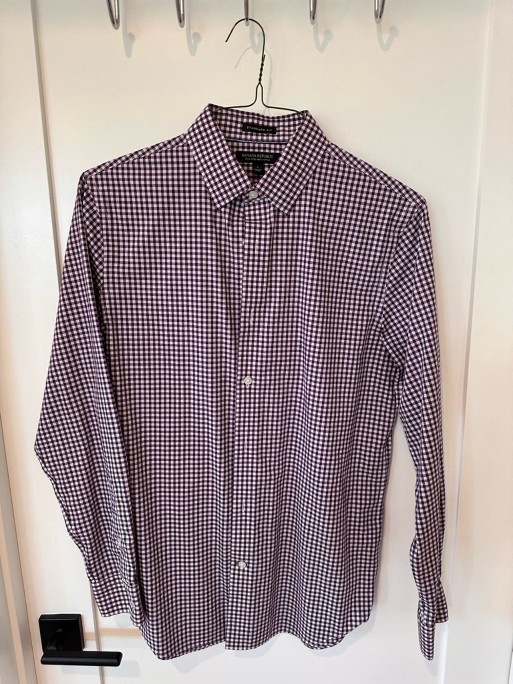 Banana Republic Purple and White Gingham Dress Shirt